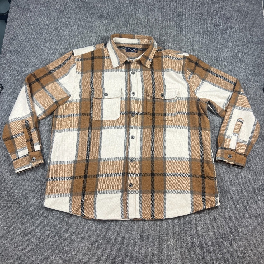 Visitor Flannel Shirt Mens 2XL Multicolor Plaid Cotton Flap Pockets Button Up